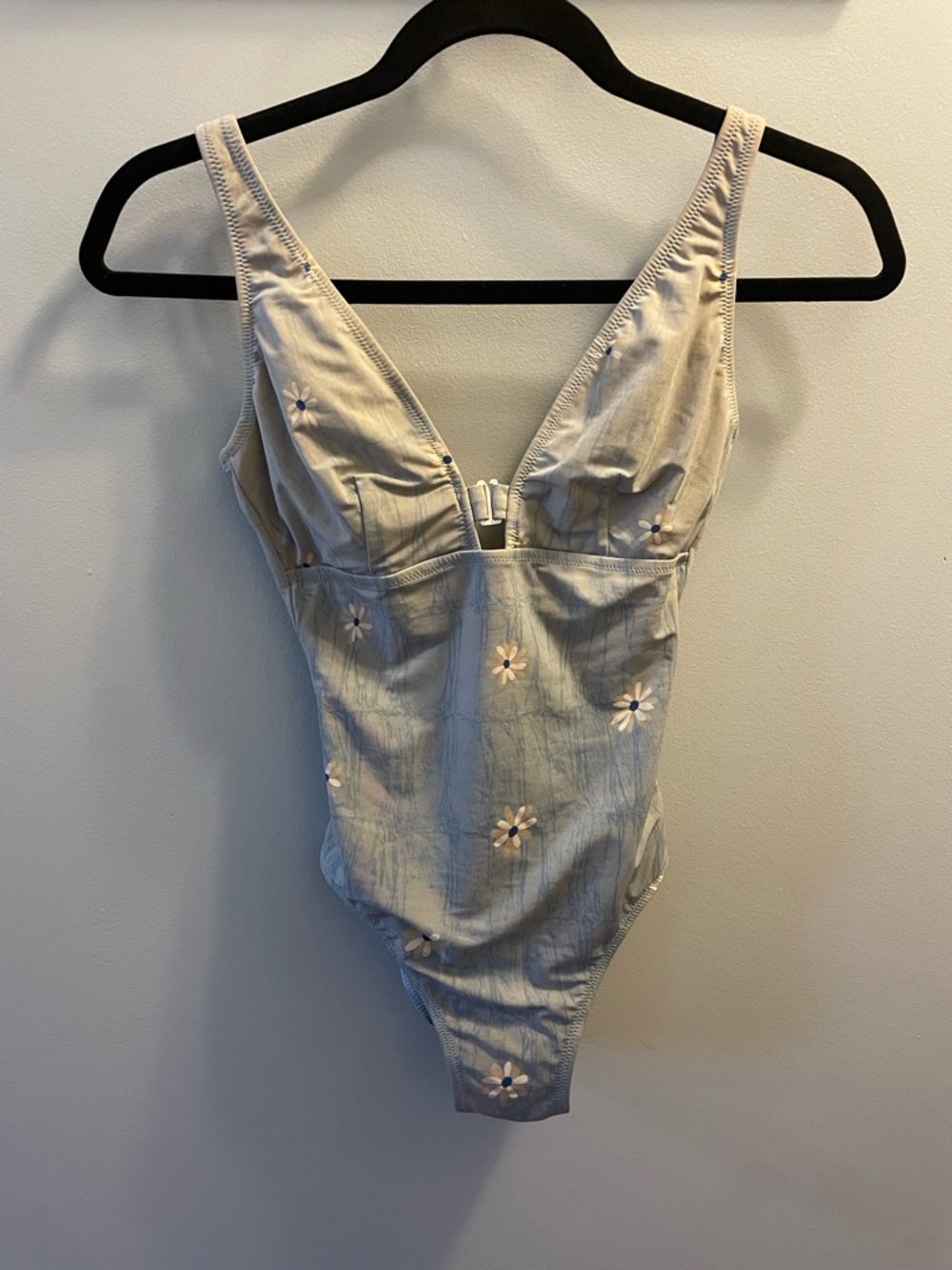 Vintage Gideon Oberson One-Piece Swimsuit in Light Blue with Flowers